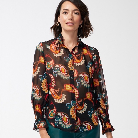 CHICO’S Chiffon Paisley Shirt - Picture 1 of 4